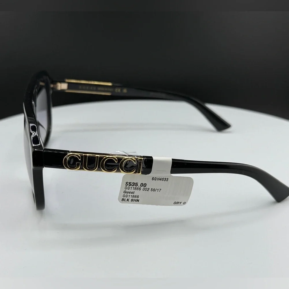 Gucci Black Sunglasses with Gold Logo Accent